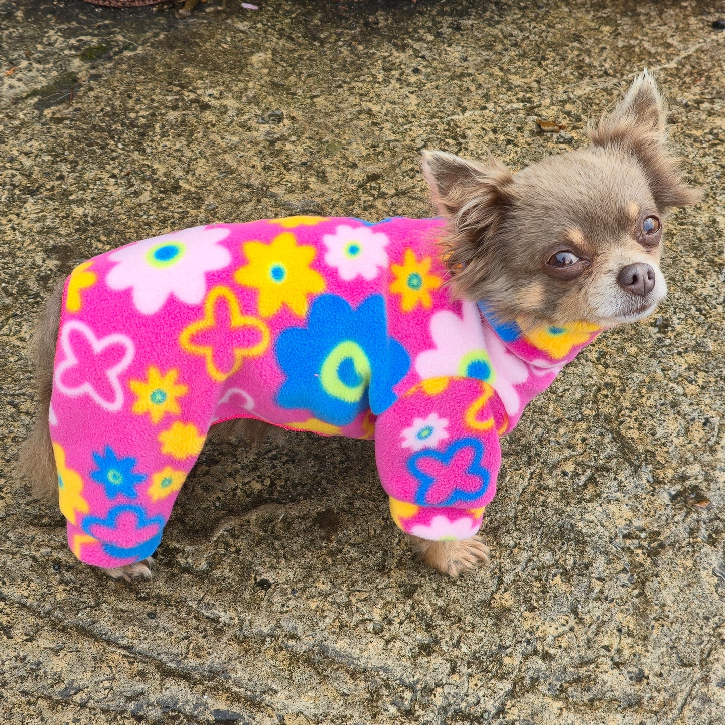 Bright Pink Flower Waterproof Fleece Suit Also Available as a Jumper Tankie or Coat