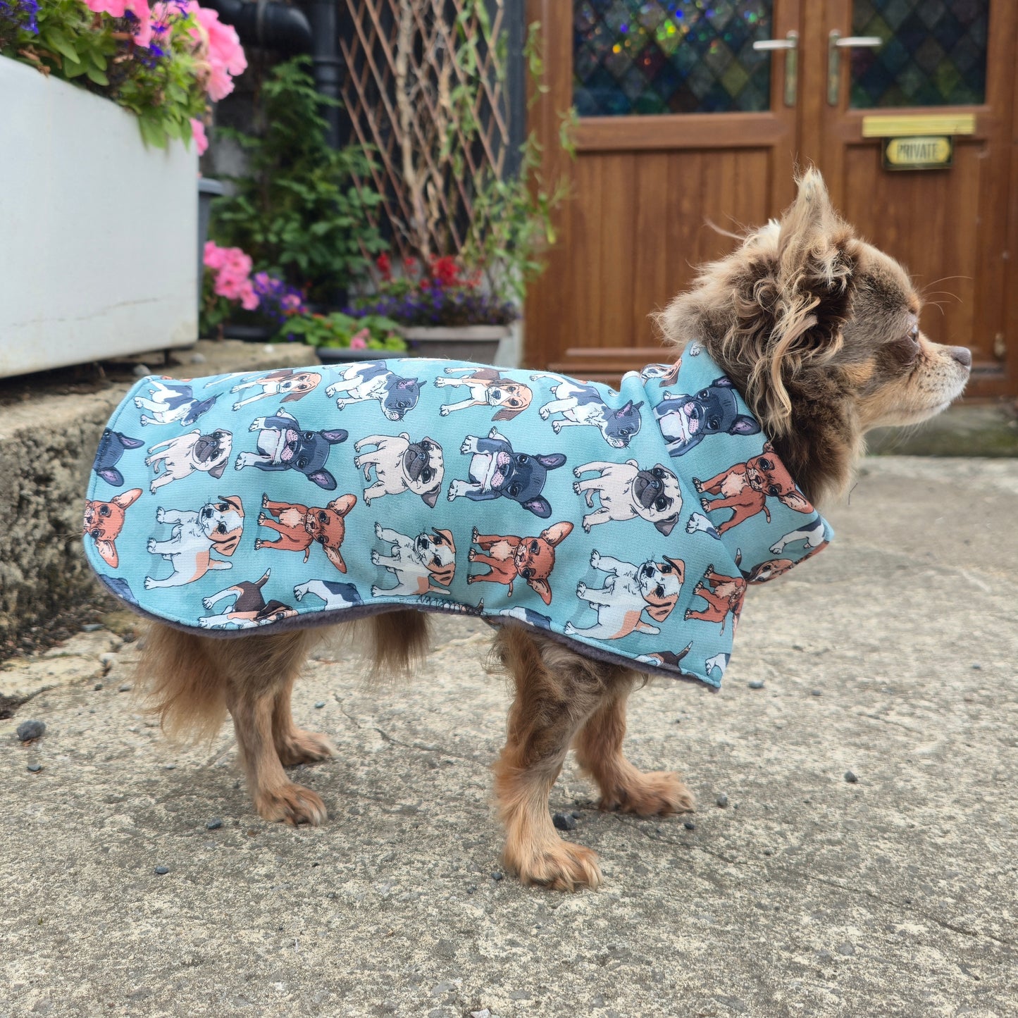 Waterproof Sofshell & Fleece Dog Coat DOUBLE Thickness Cute Puppy Print Design