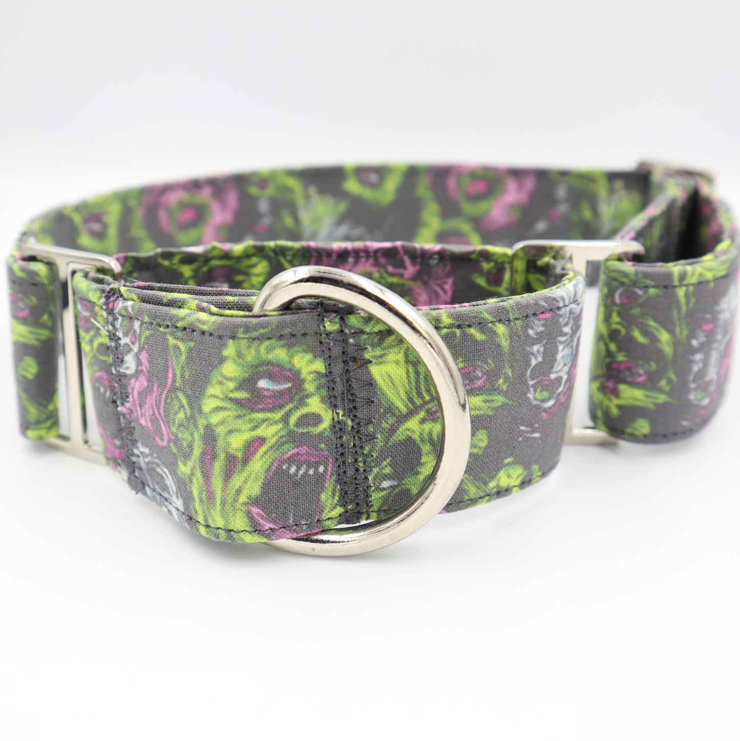 Halloween Martingale Dog Collar in Zombie Fabric Up to 38mm Width