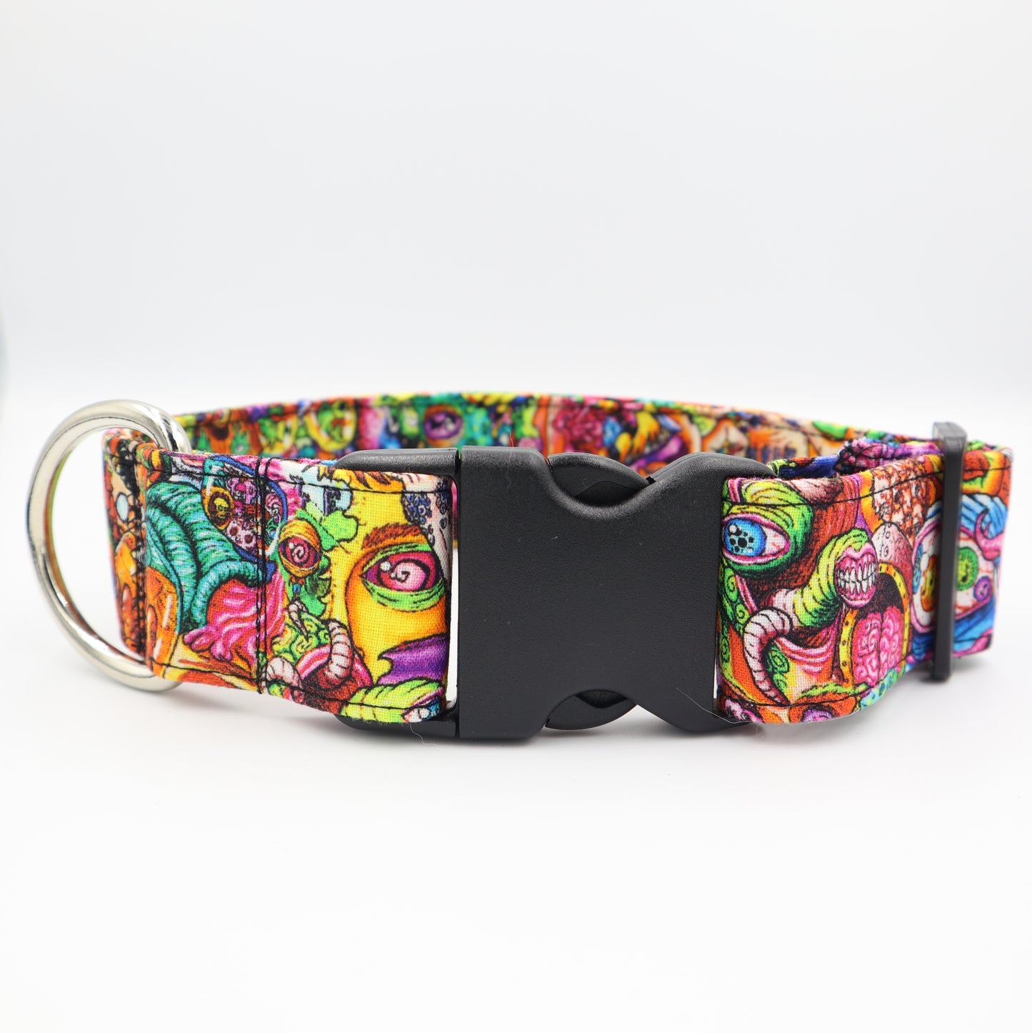 Halloween Dog Collar in Monster Horror Fabric Up to 38mm Width