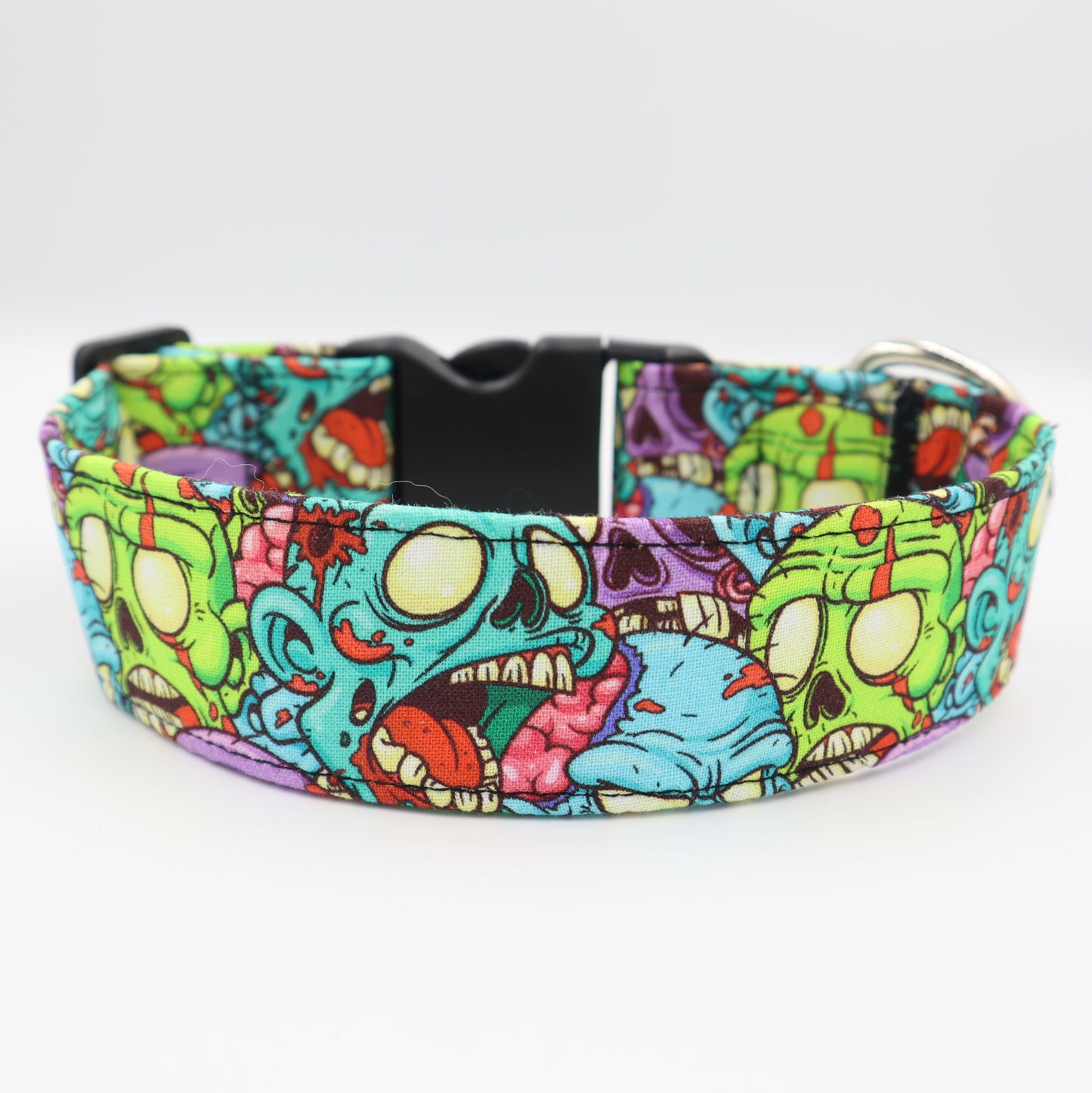 Halloween Dog Collar in Monster Horror Zombie Fabric Up to 38mm Width