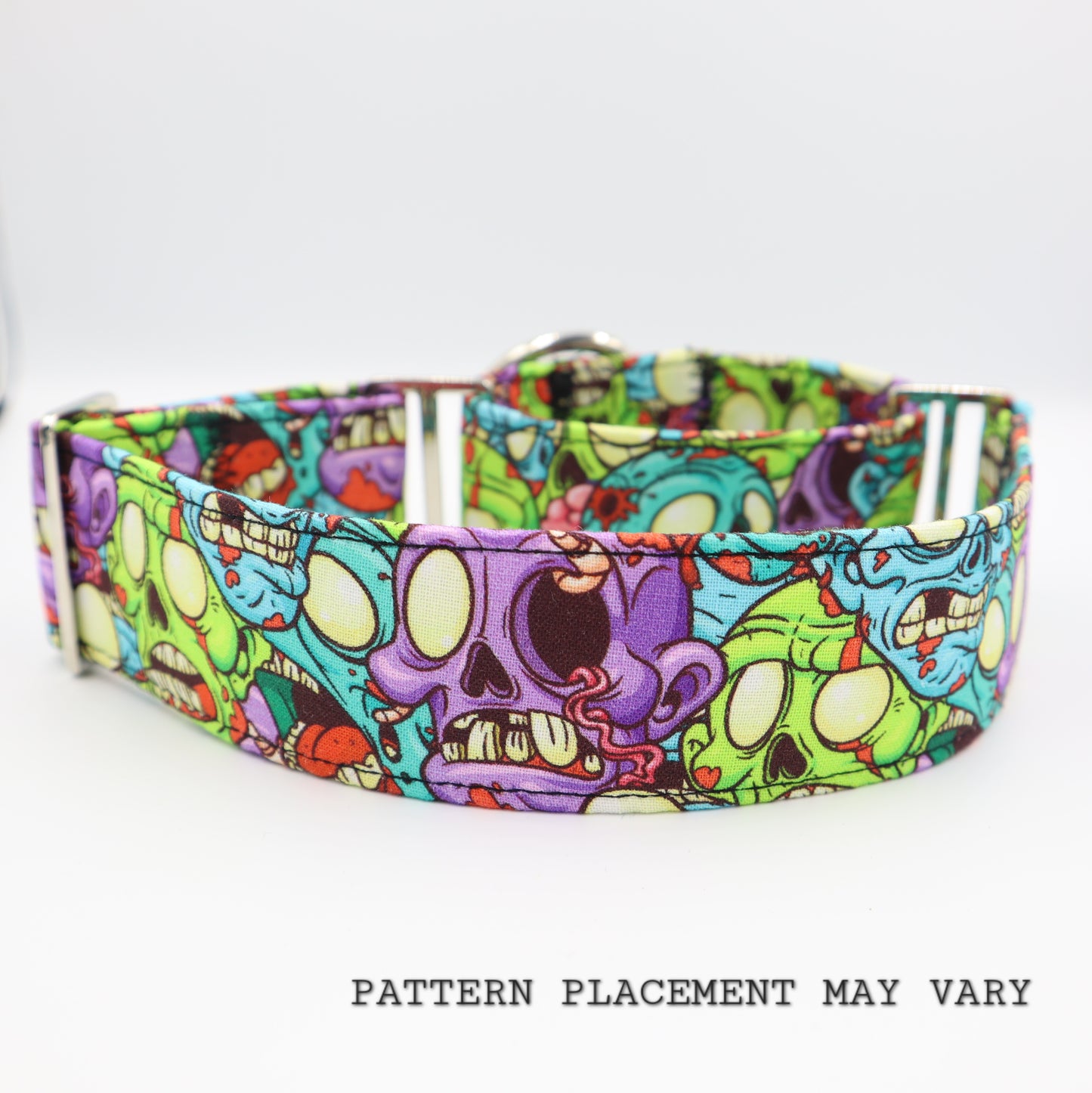 Halloween Martingale Dog Collar in Zombie Fabric Up to 38mm Width