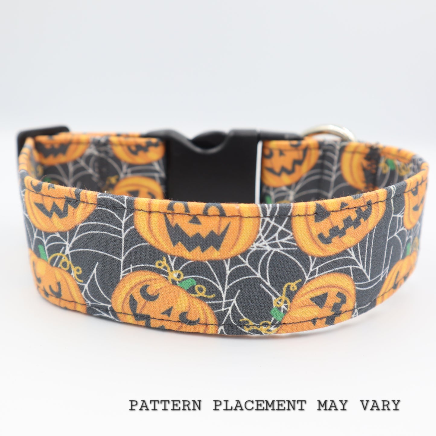 Halloween Dog Collar in Monster Horror Pumpkin Fabric Up to 38mm Width