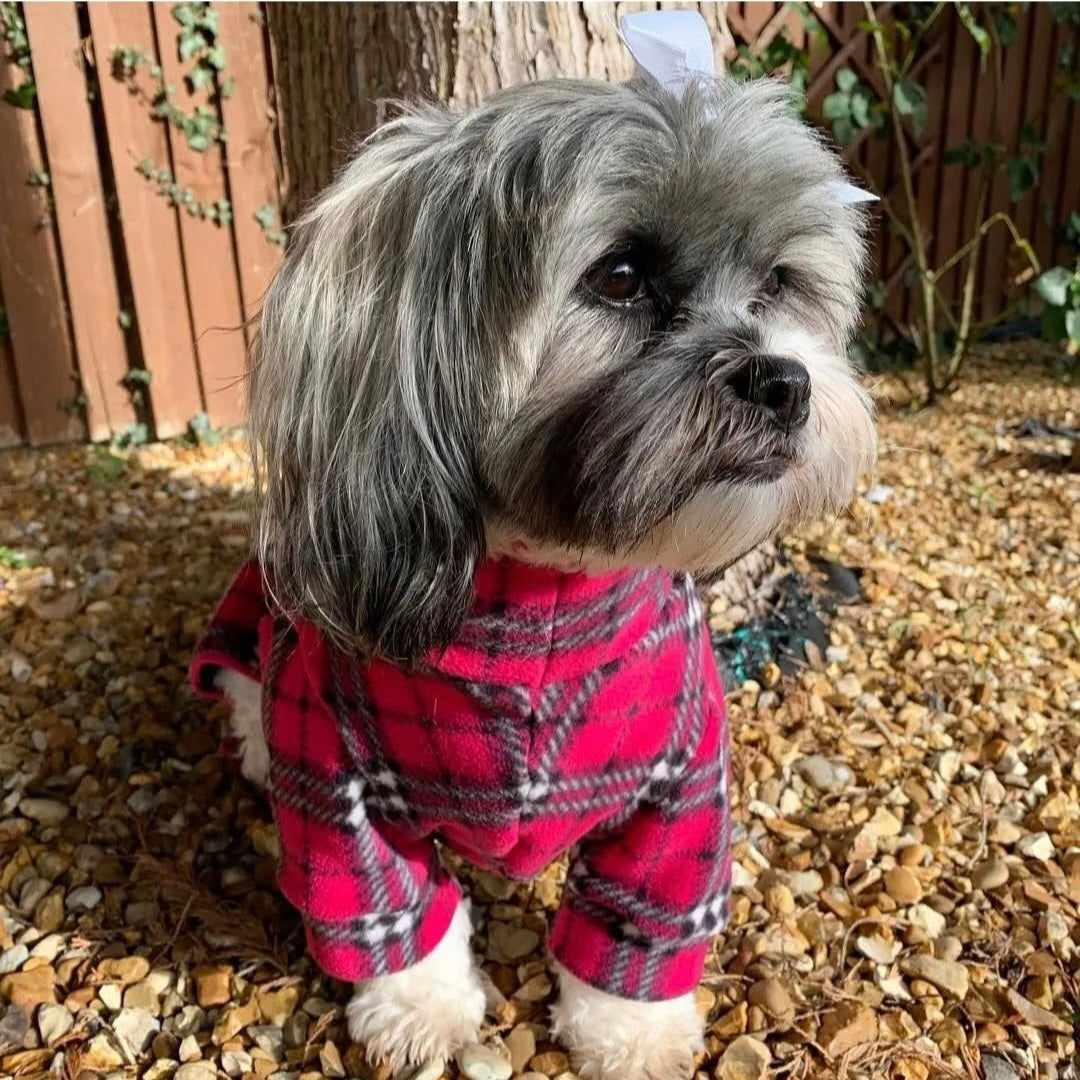 Waterproof Fleece Suit in Bright Pink Tartan Print Design Also Available as a Jumper Tankie or Coat