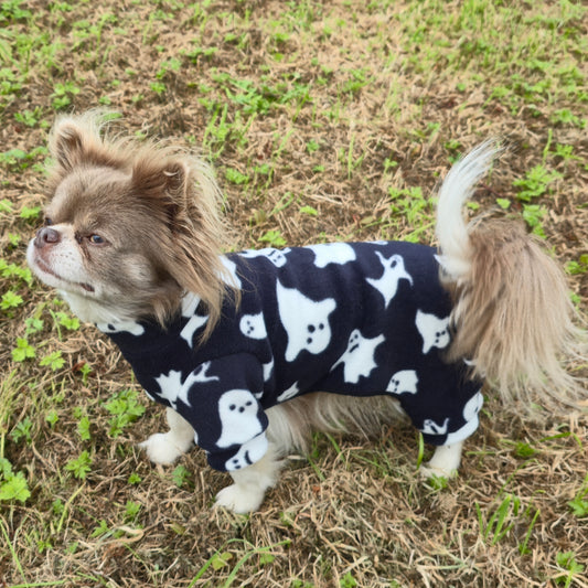 Waterproof Fleece Suit in Black Halloween Ghost Design Also Available as a Jumper Tankie or Coat
