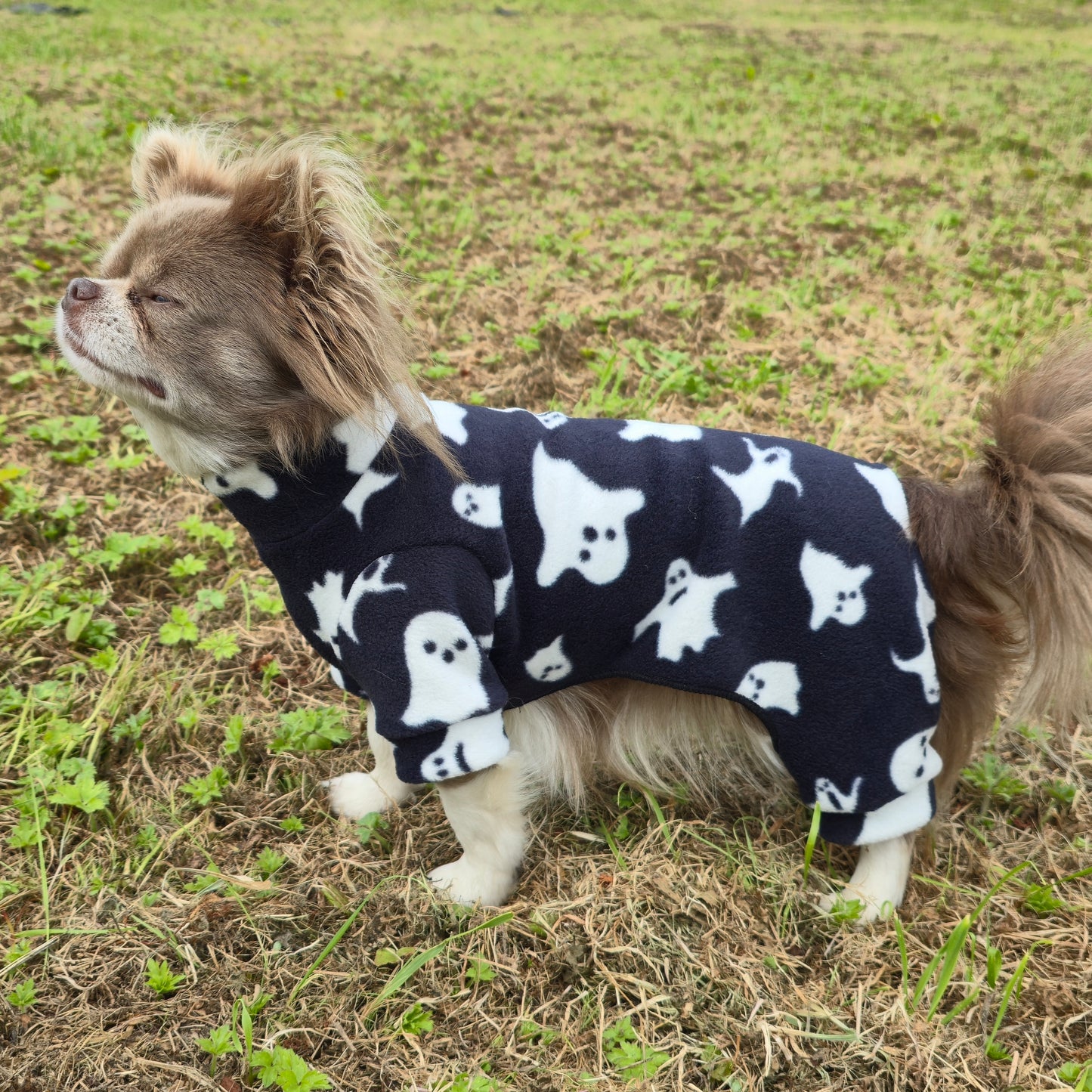 Waterproof Fleece Suit in Black Halloween Ghost Design Also Available as a Jumper Tankie or Coat
