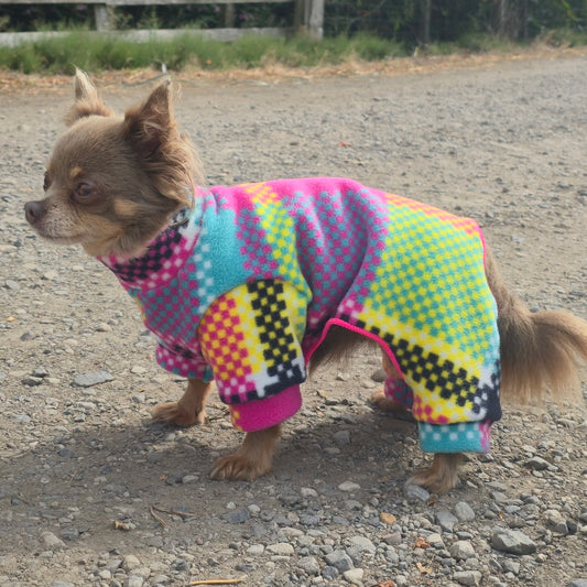 Waterproof Fleece Suit in Bright Checked Print Design Also Available as a Jumper or  Coat