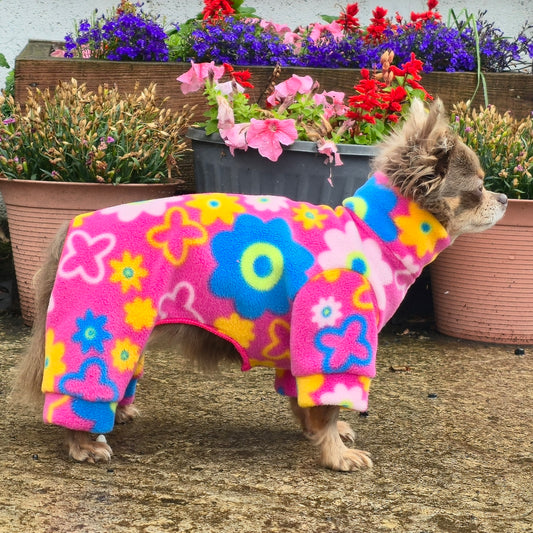 Bright Pink Flower Waterproof Fleece Suit Also Available as a Jumper  Tankie or Coat