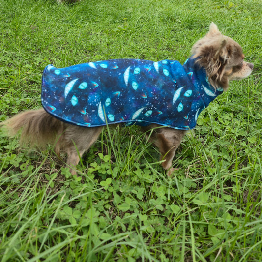 Waterproof Sofshell & Fleece Dog Coat DOUBLE Thickness  'Cheshire Cat' Style Print Design