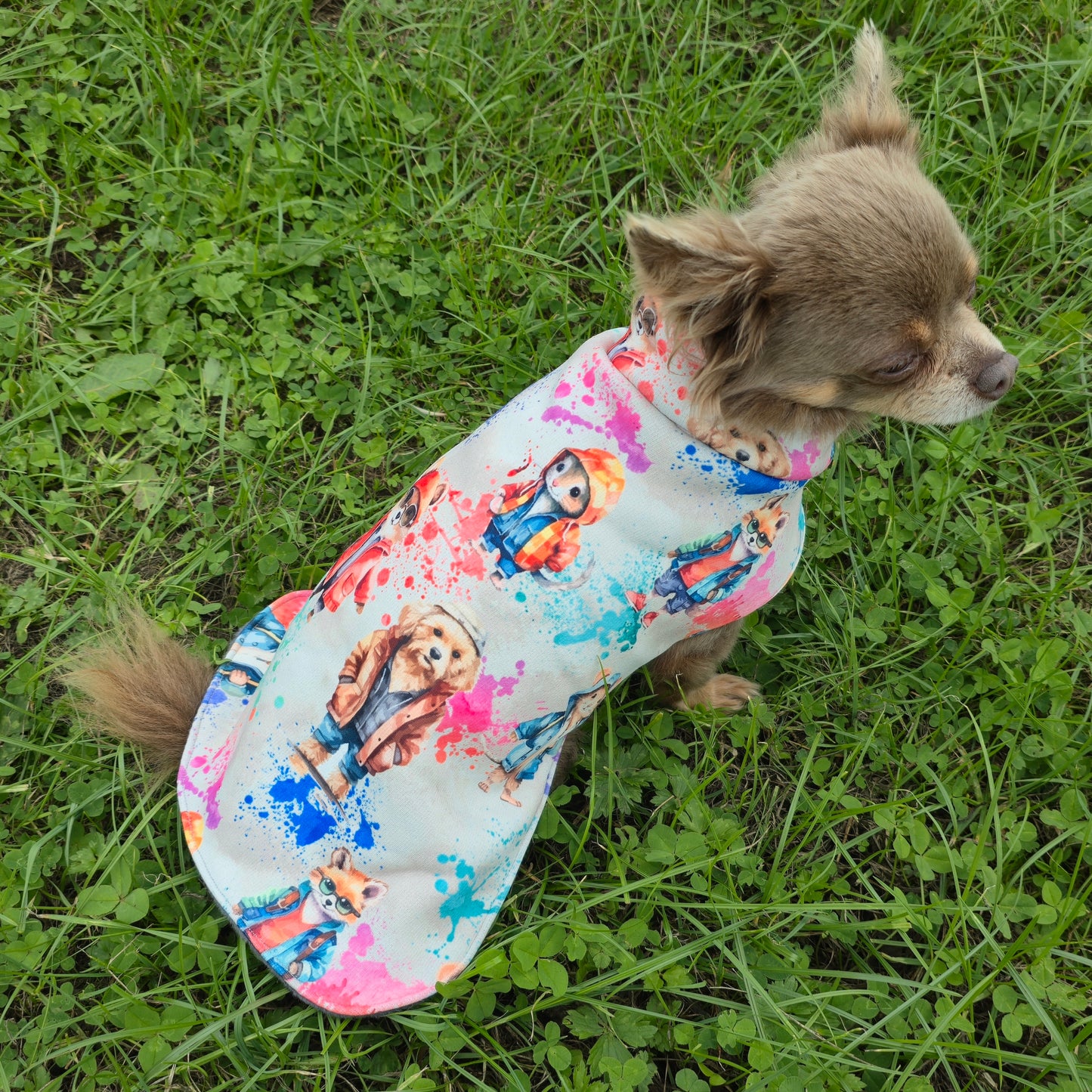 Waterproof Sofshell & Fleece Dog Coat DOUBLE Thickness  Cute Animal Print Design
