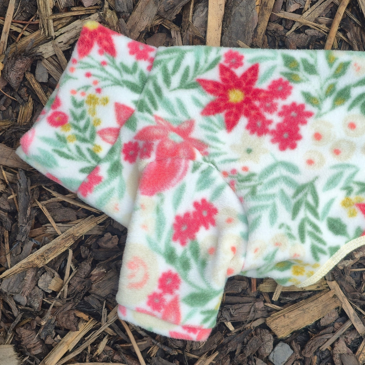 LTD Edition Waterproof Fleece Suit in Christmas Poinsettia Holly Print Design Also Available as a Jumper or Coat