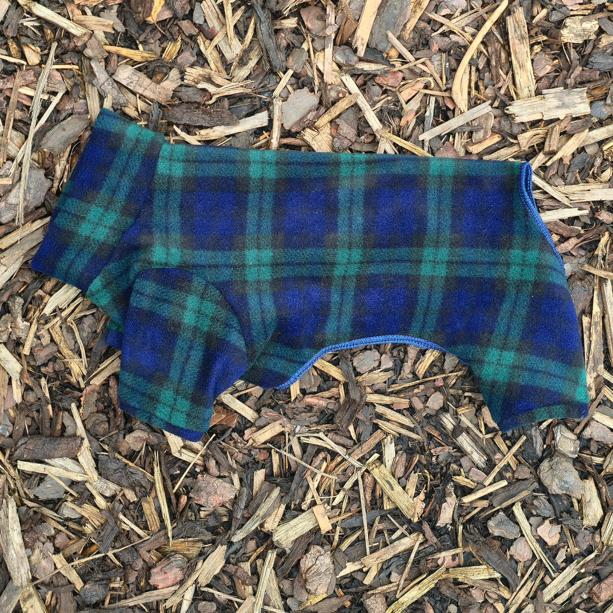 Waterproof Fleece Suit in Black Watch Blue Green Tartan Print Design Also Available as a Jumper or Coat