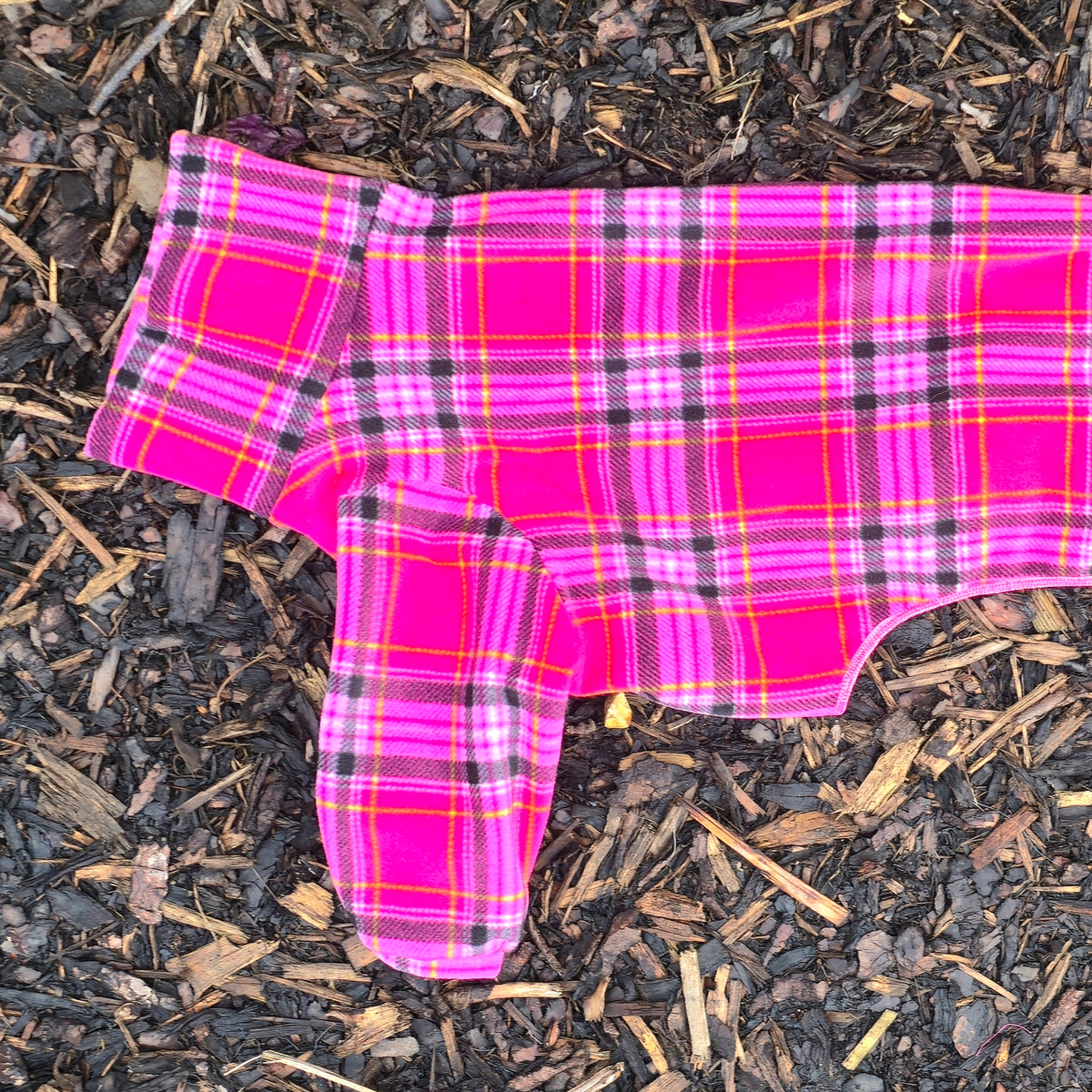 Waterproof Fleece Suit in Bright Pink Tartan Print Design Also Available as a Jumper or Coat
