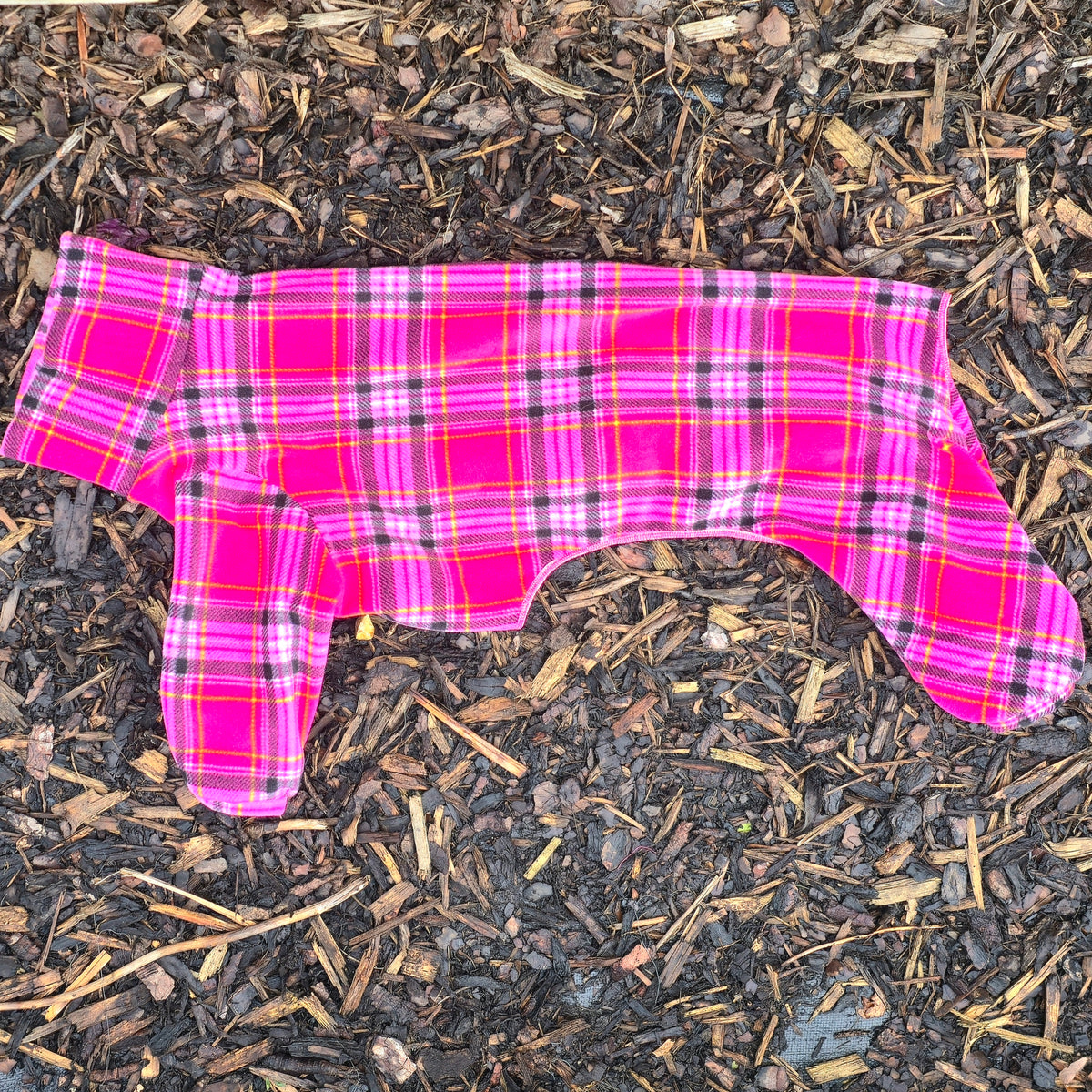 Waterproof Fleece Suit in Bright Pink Tartan Print Design Also Available as a Jumper or Coat