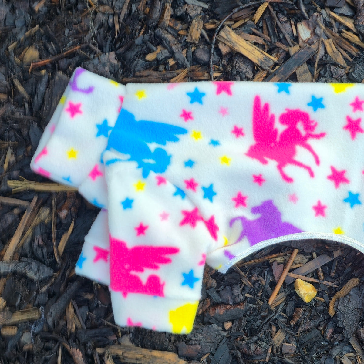 Waterproof Fleece Suit in Rainbow Unicorn Print Design Also Available as a Jumper or Coat