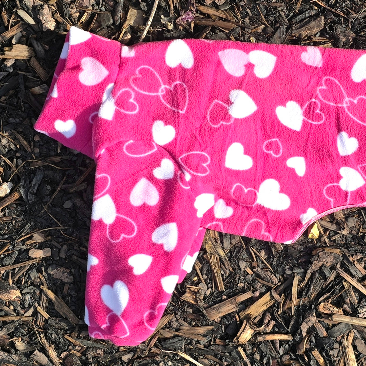 Waterproof Fleece Suit in Bright Pink Heart Print Design Also Available as a Jumper or Coat