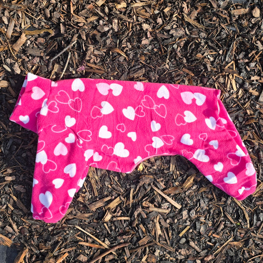 Waterproof Fleece Suit in Bright Pink Heart Print Design Also Available as a Jumper or Coat