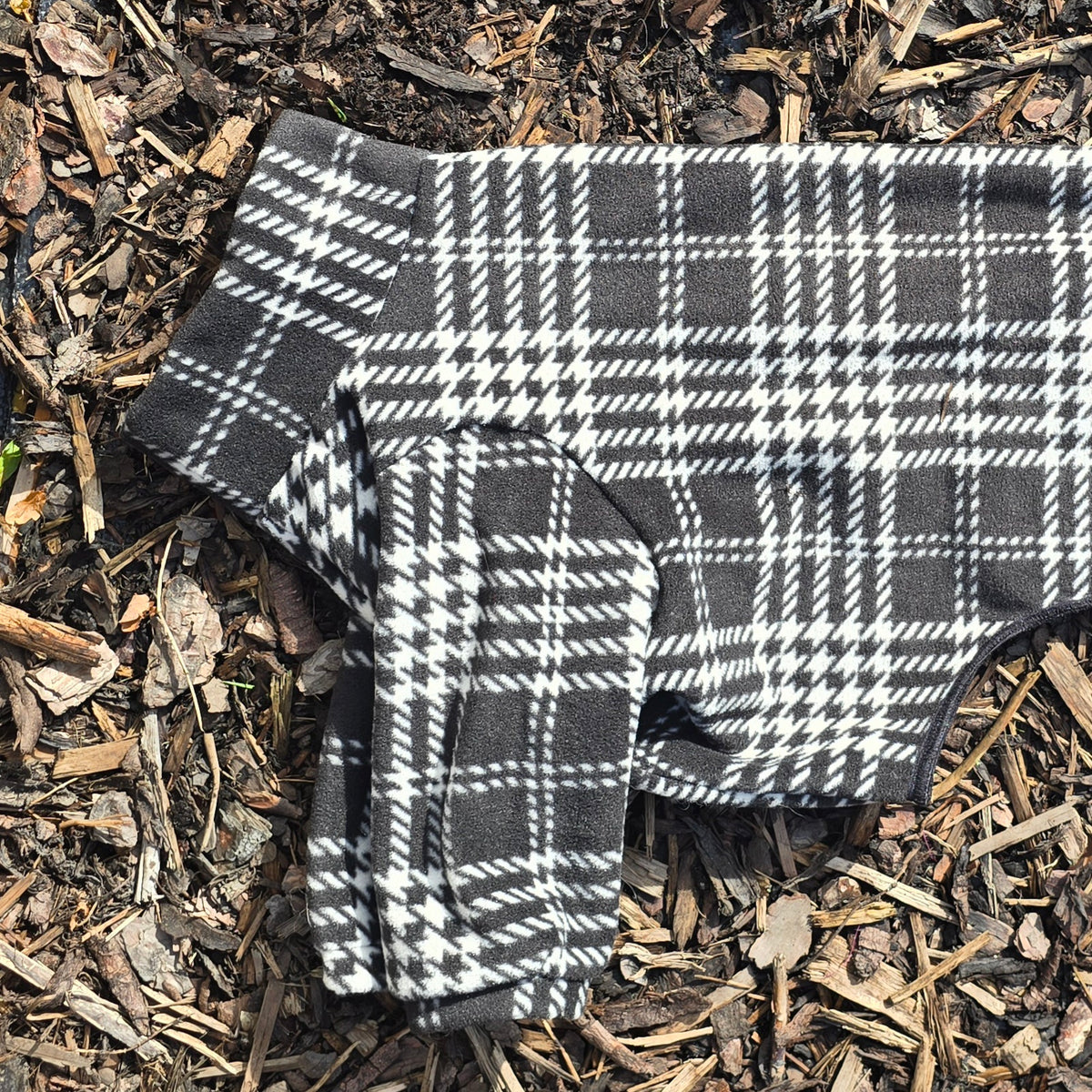 Waterproof Fleece Suit in Black & White Tartan Houndstooth Print Design Also Available as a Jumper or Coat