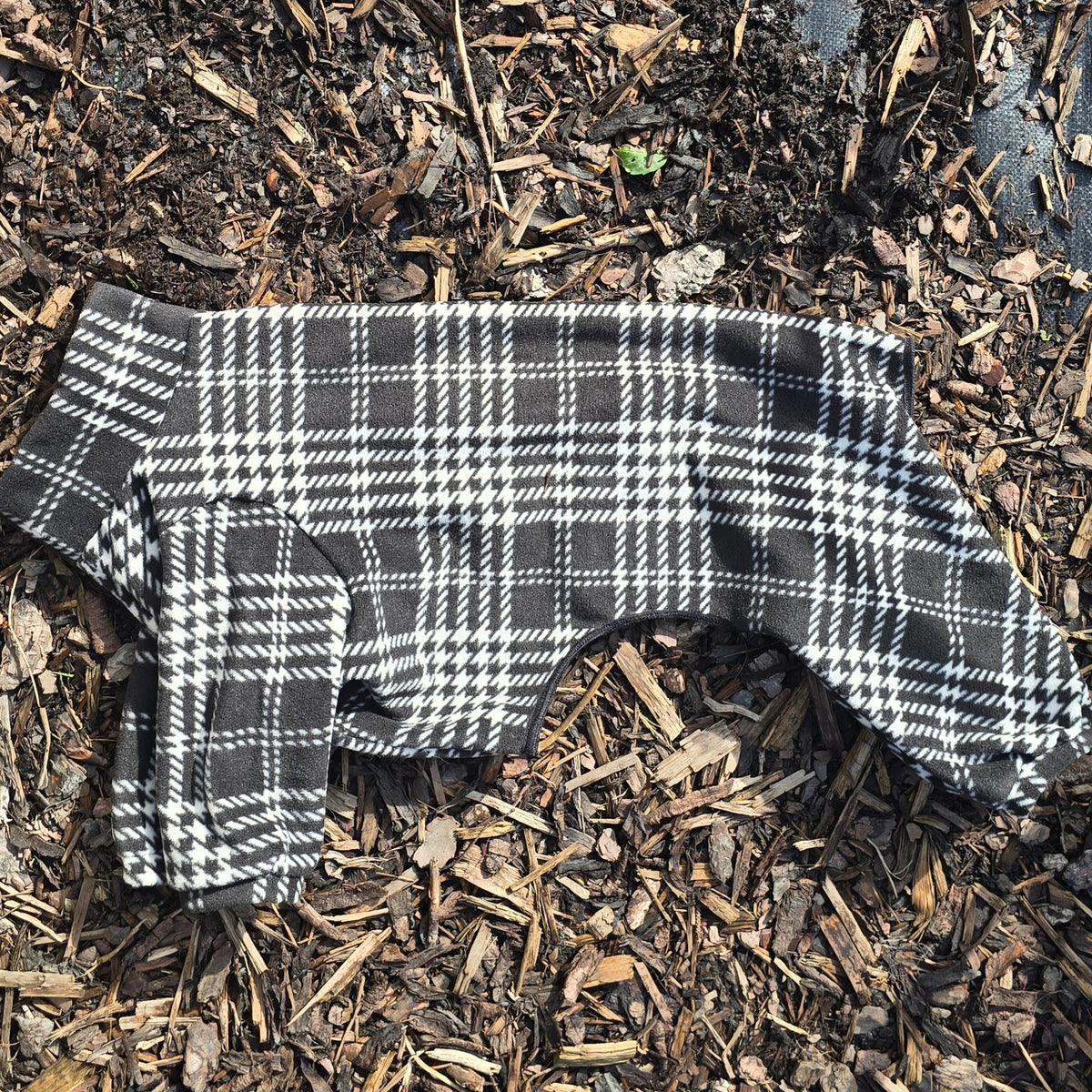 Waterproof Fleece Suit in Black & White Tartan Houndstooth Print Design Also Available as a Jumper or Coat