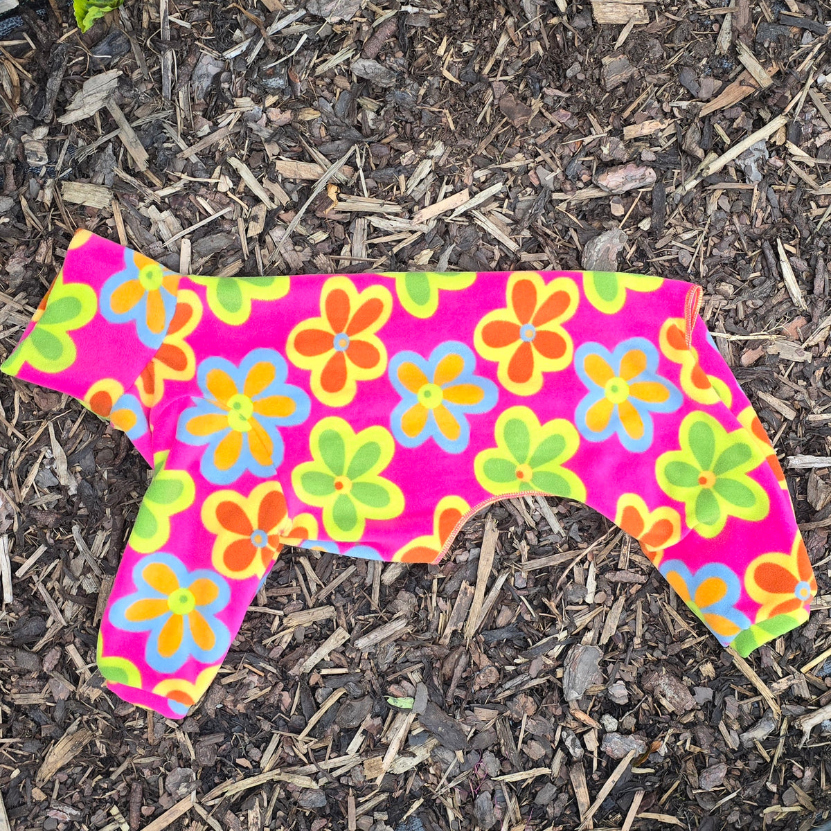 Waterproof Fleece Suit in Bright Pink Retro Flower Print Design Also Available as a Jumper or Coat