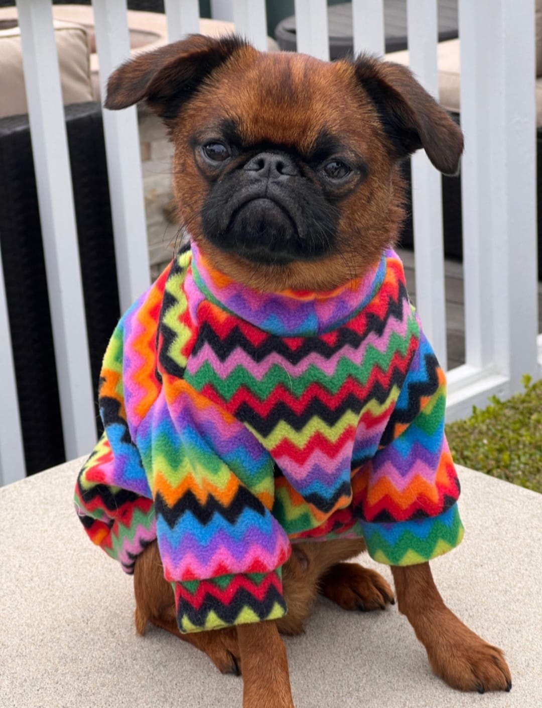 Waterproof Fleece Suit in Bright Zig Zag Print Design Also Available as a Jumper or Coat