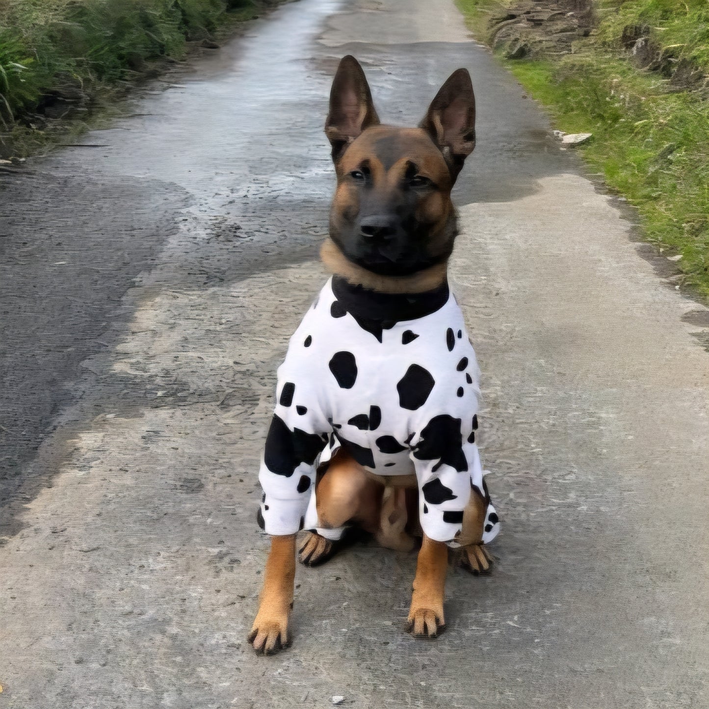 Waterproof Fleece Suit in Cow Print Design Also Available as a Jumper Tankie or Coat