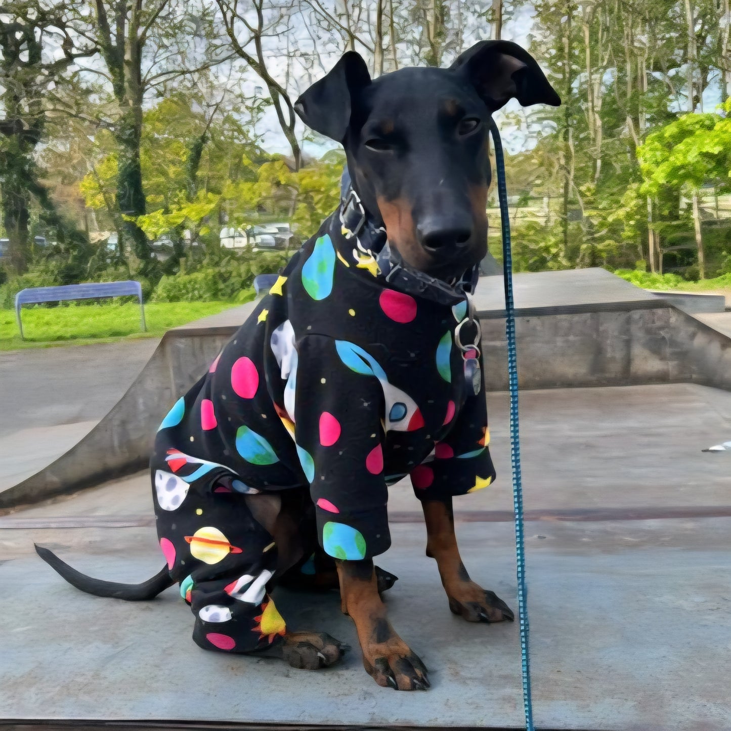 Waterproof Fleece Suit in Space Print Design Also Available as a Jumper Tankie or Coat