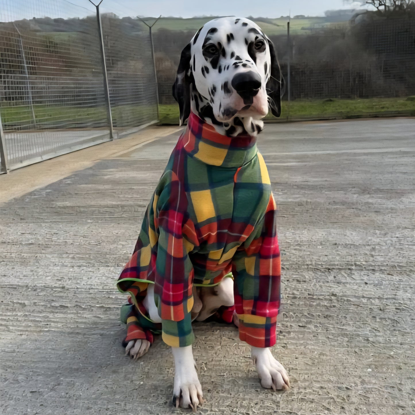 Waterproof Fleece Suit in Bright Tartan Print Design Also Available as a Jumper Tankie or Coat