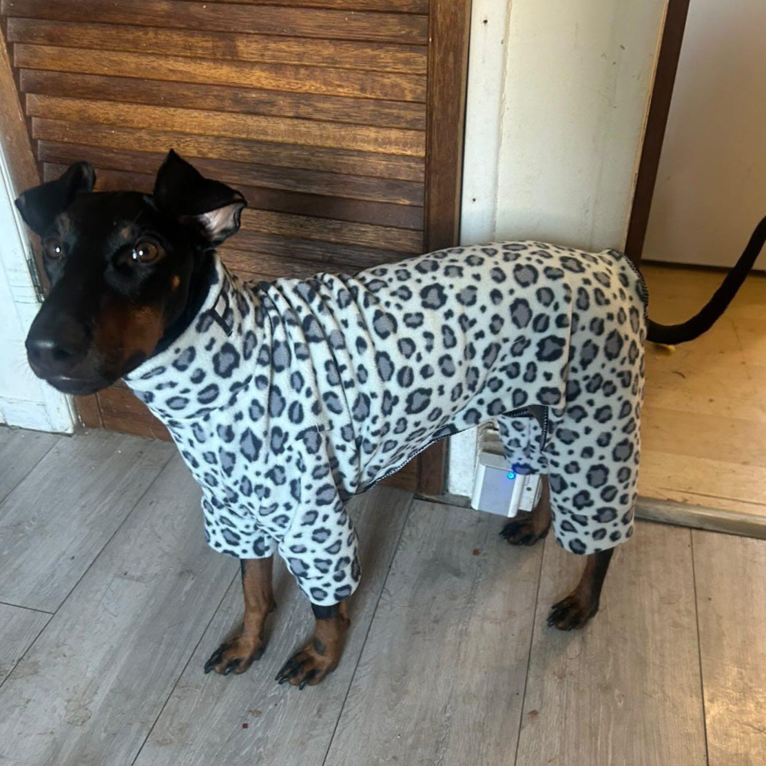 Waterproof Fleece Suit in Snow Leopard Print Design Also Available as a Jumper or  Coat