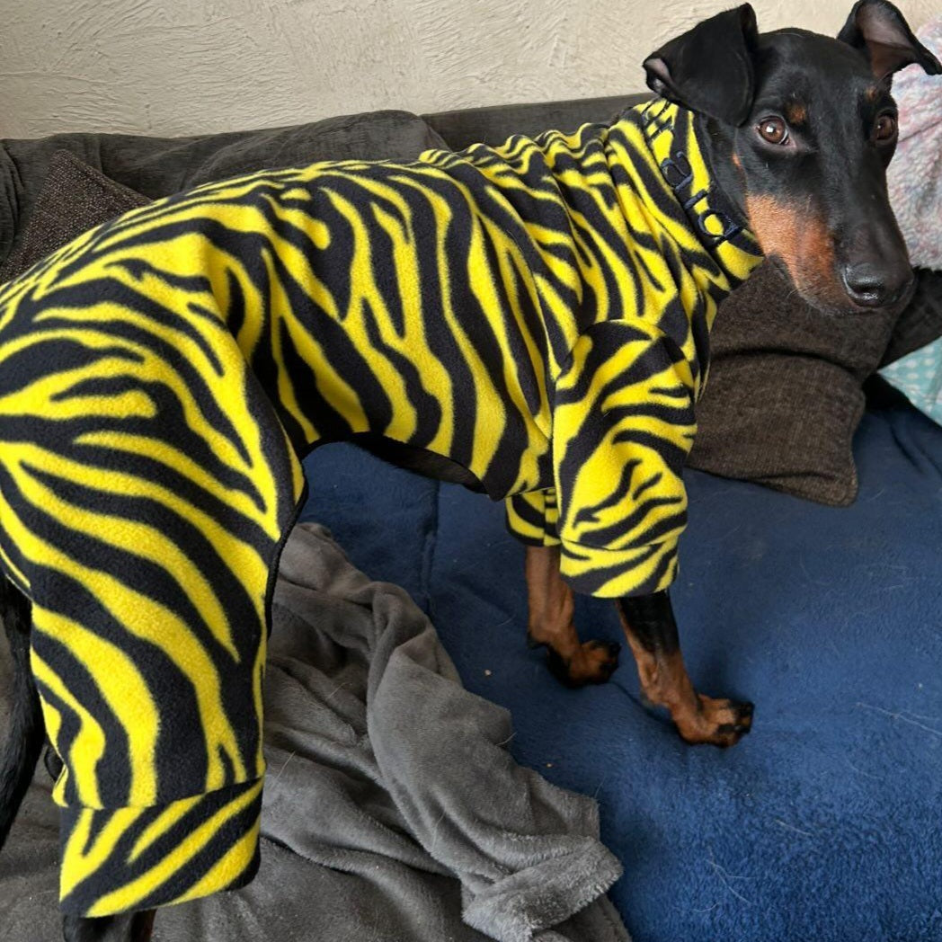 Waterproof Fleece Suit in Yellow Zebra Design Also Available as a Jumper or Coat