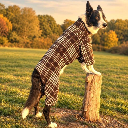Waterproof Fleece Suit in Black & White Tartan Houndstooth Print Design Also Available as a Jumper or Coat
