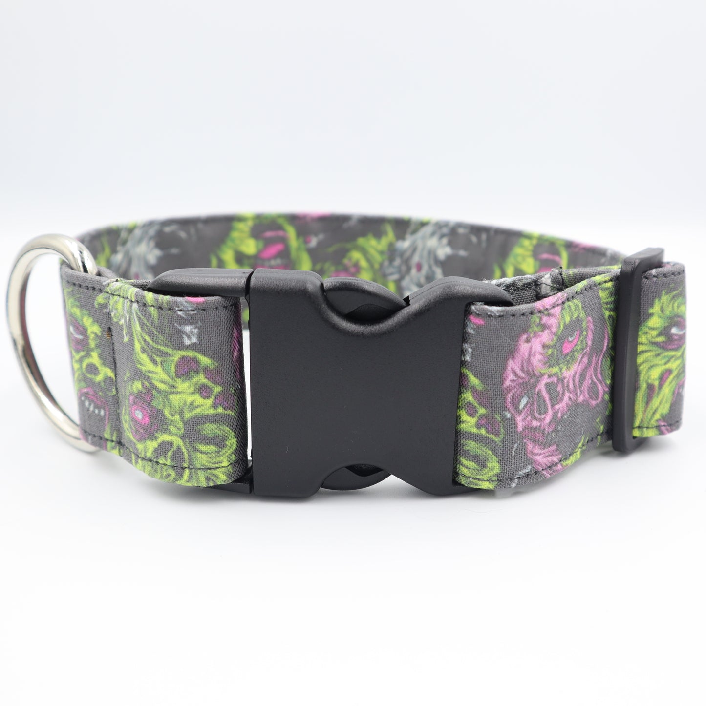 Halloween Dog Collar in Zombie Fabric Up to 38mm Width