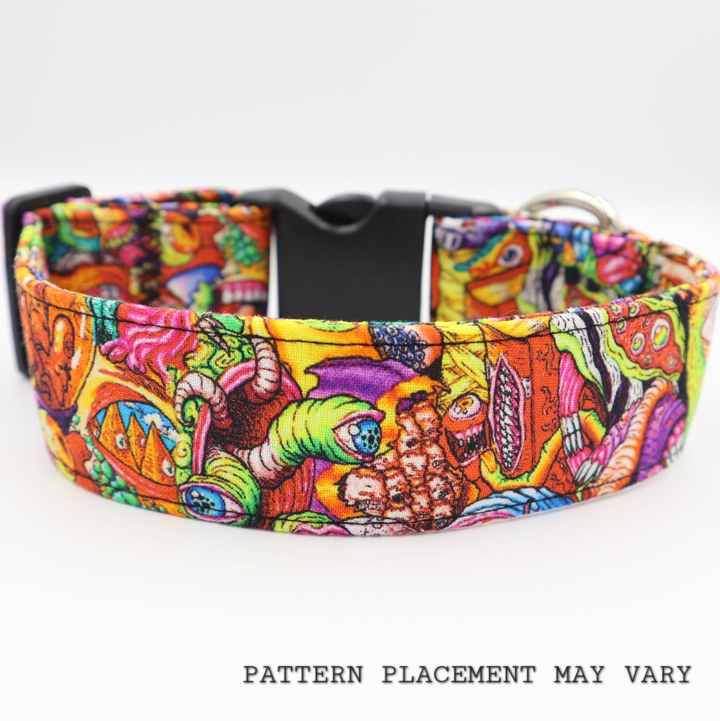 Halloween Dog Collar in Monster Horror Fabric Up to 38mm Width