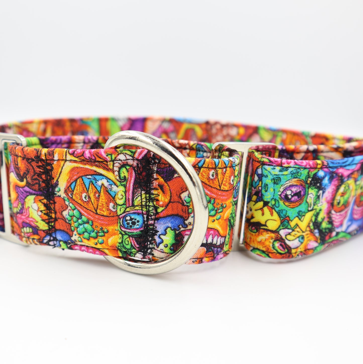 Halloween Martingale Dog Collar in Horror Monster Fabric Up to 38mm Width