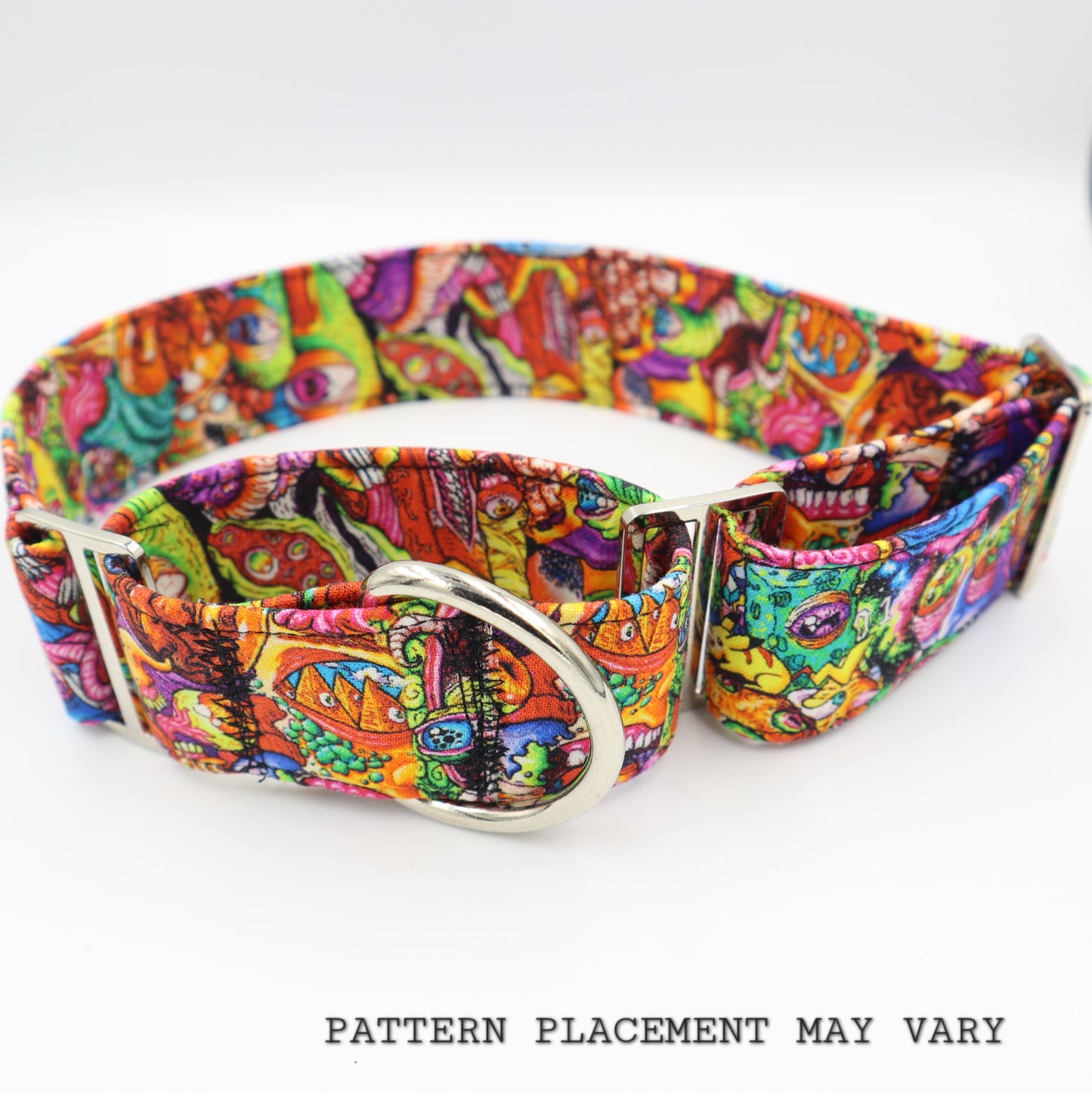Halloween Martingale Dog Collar in Horror Monster Fabric Up to 38mm Width