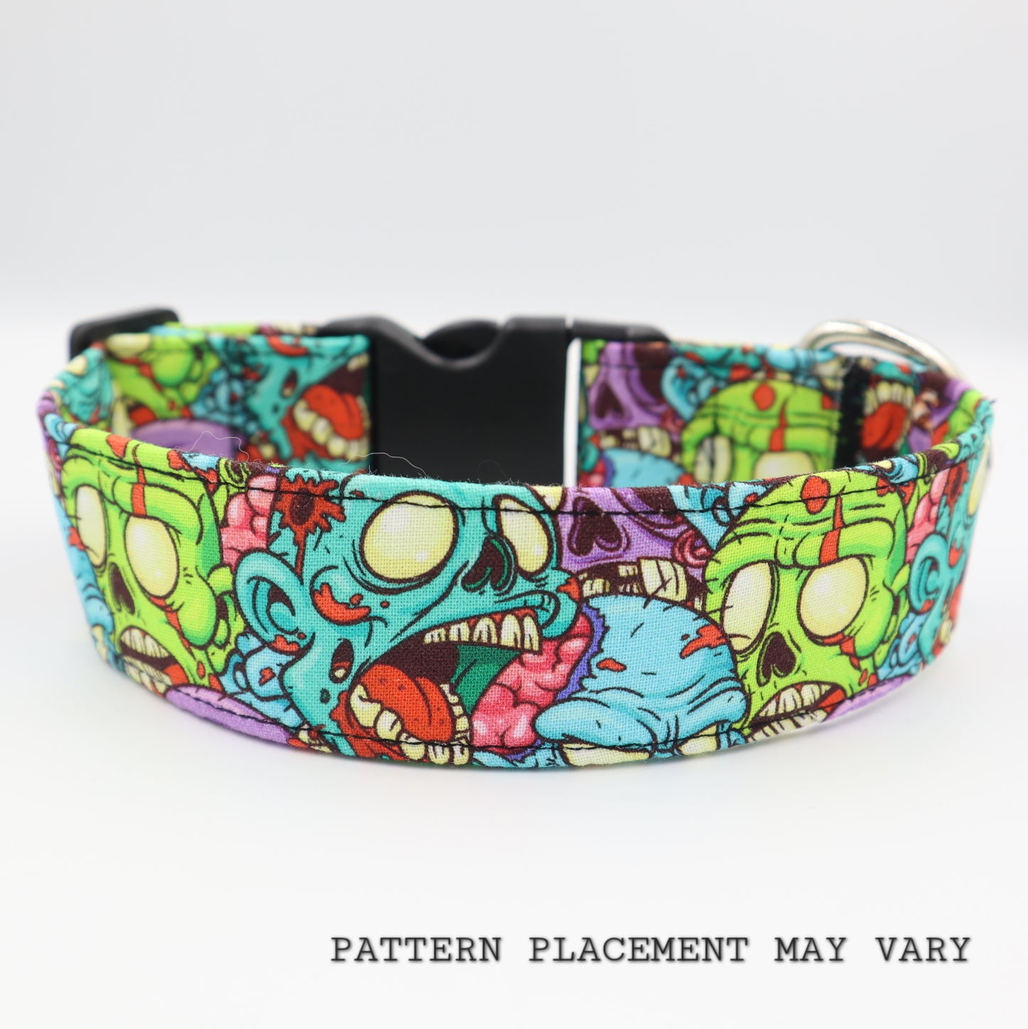 Halloween Dog Collar in Monster Horror Zombie Fabric Up to 38mm Width