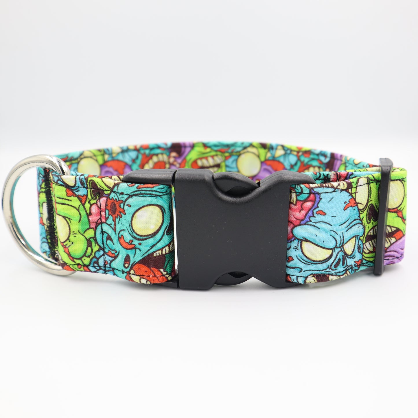 Halloween Dog Collar in Monster Horror Zombie Fabric Up to 38mm Width