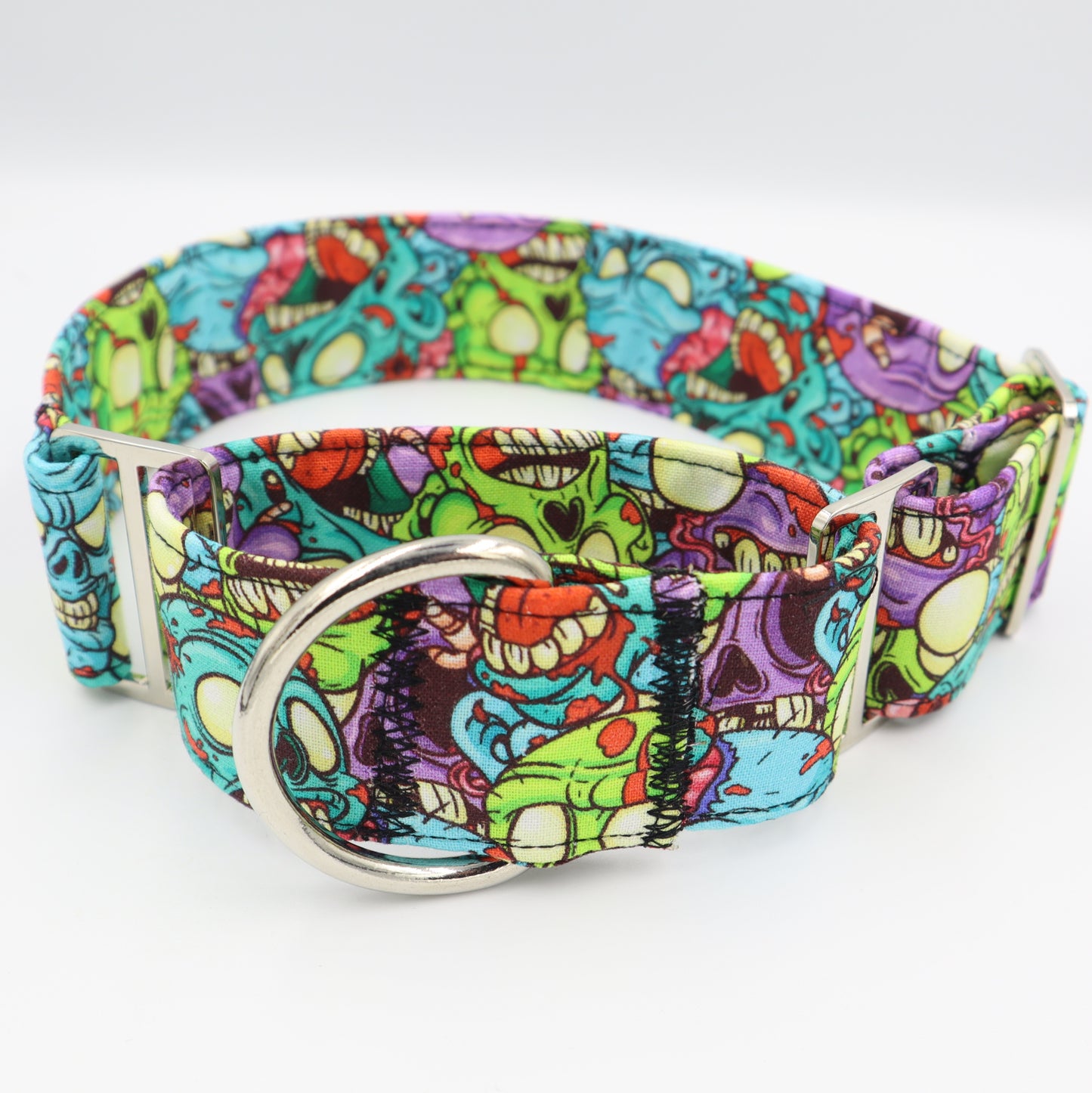 Halloween Martingale Dog Collar in Zombie Fabric Up to 38mm Width