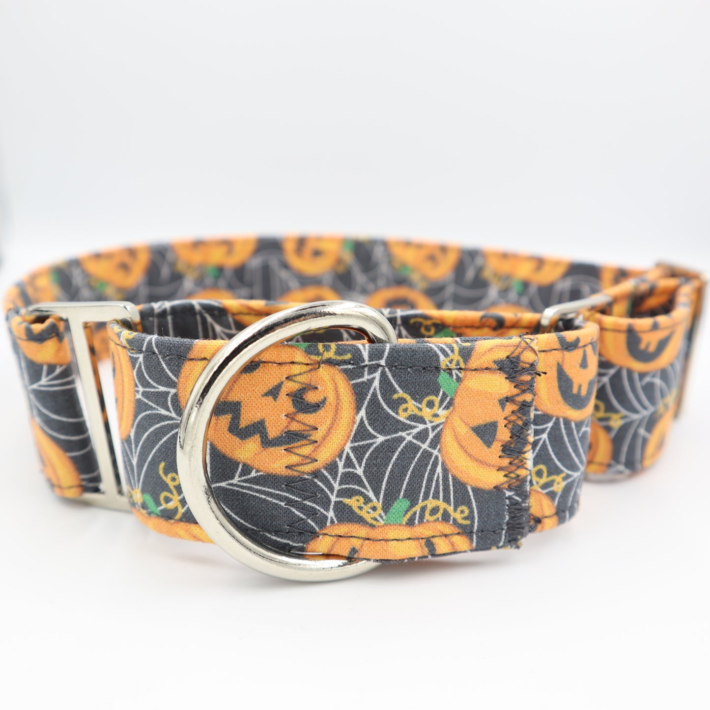 Halloween Martingale Dog Collar in Horror Monster Pumpkin Fabric Up to 38mm Width