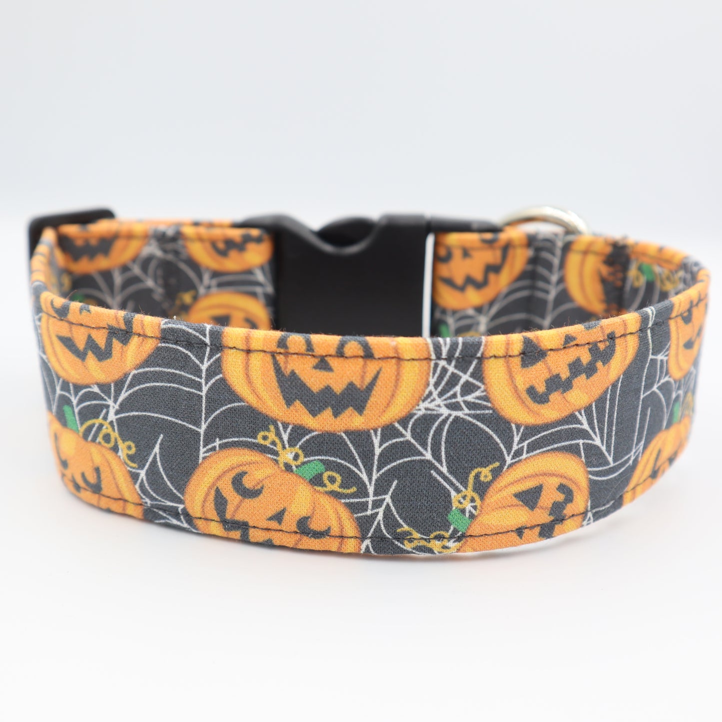 Halloween Dog Collar in Monster Horror Pumpkin Fabric Up to 38mm Width