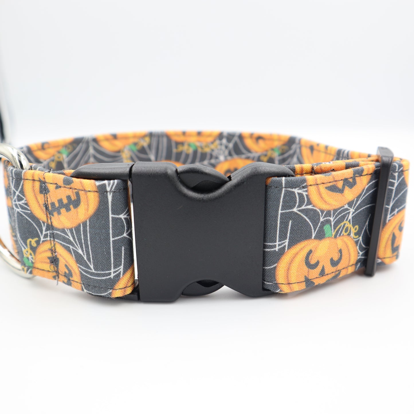 Halloween Dog Collar in Monster Horror Pumpkin Fabric Up to 38mm Width
