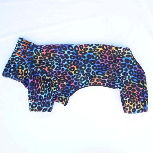 Rainbow Leopard Design Waterproof Fleece Suit Also Available as a Jumper or Coat