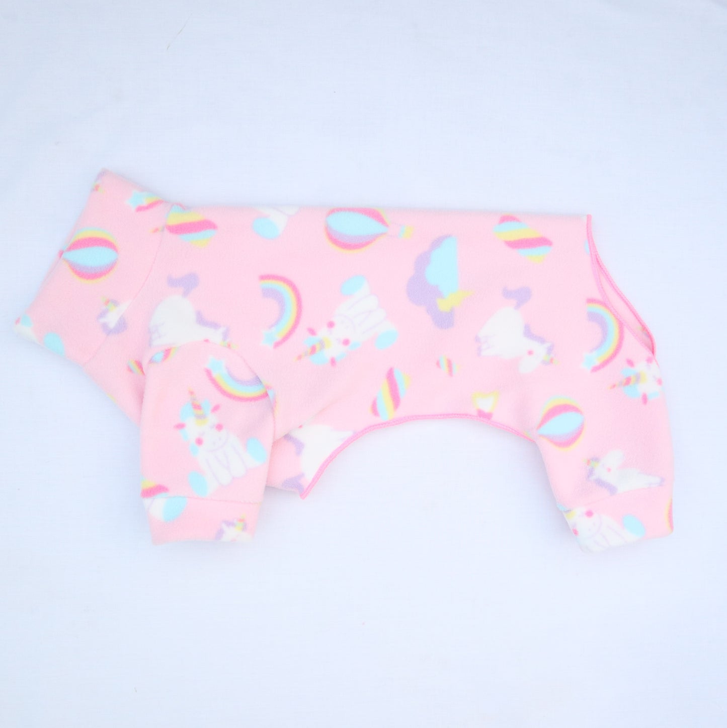 Waterproof Fleece Suit in Cute Pink Unicorn & Rainbow Design Also Available as a Jumper or Coat