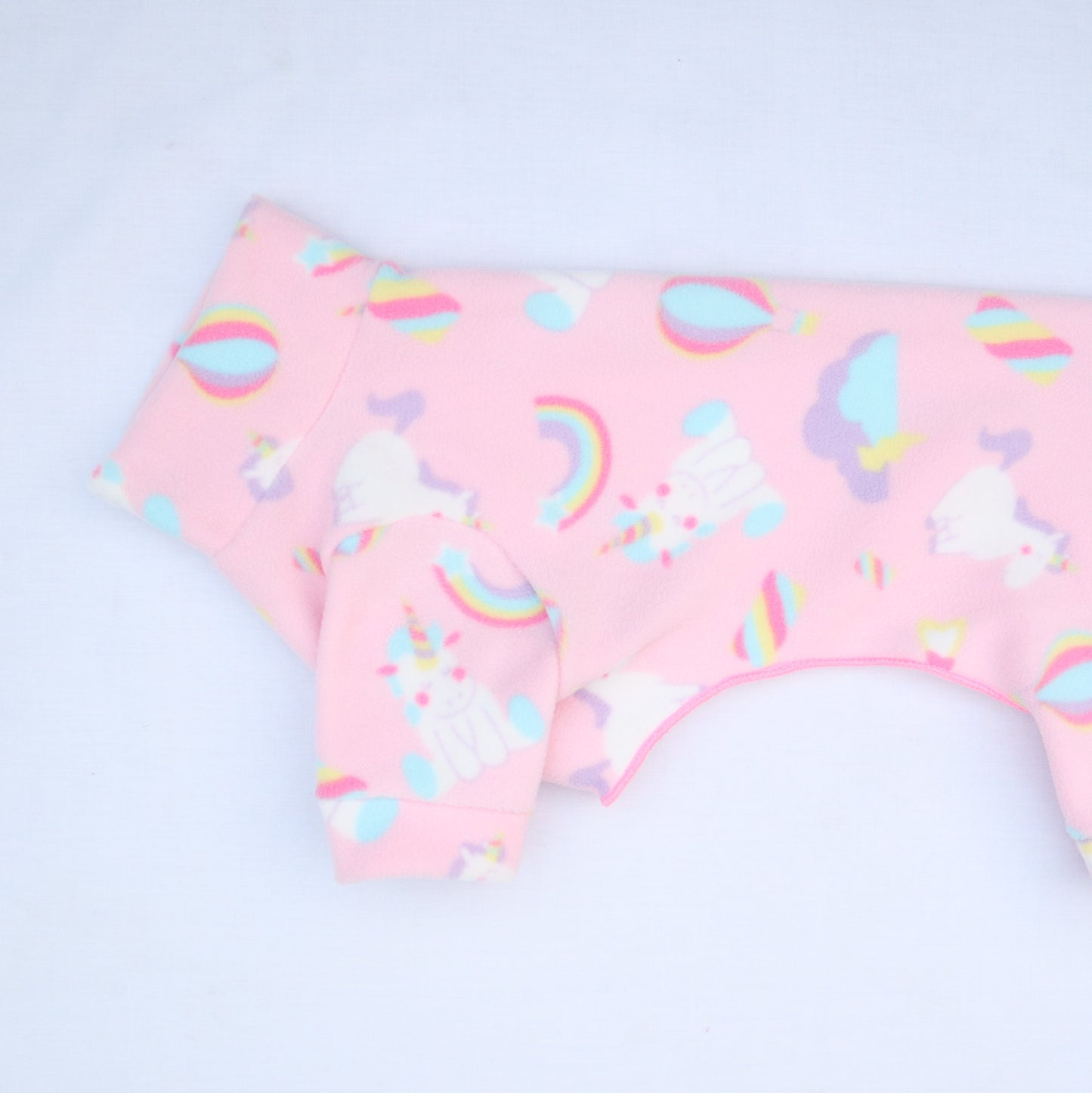 Waterproof Fleece Suit in Cute Pink Unicorn & Rainbow Design Also Available as a Jumper or Coat