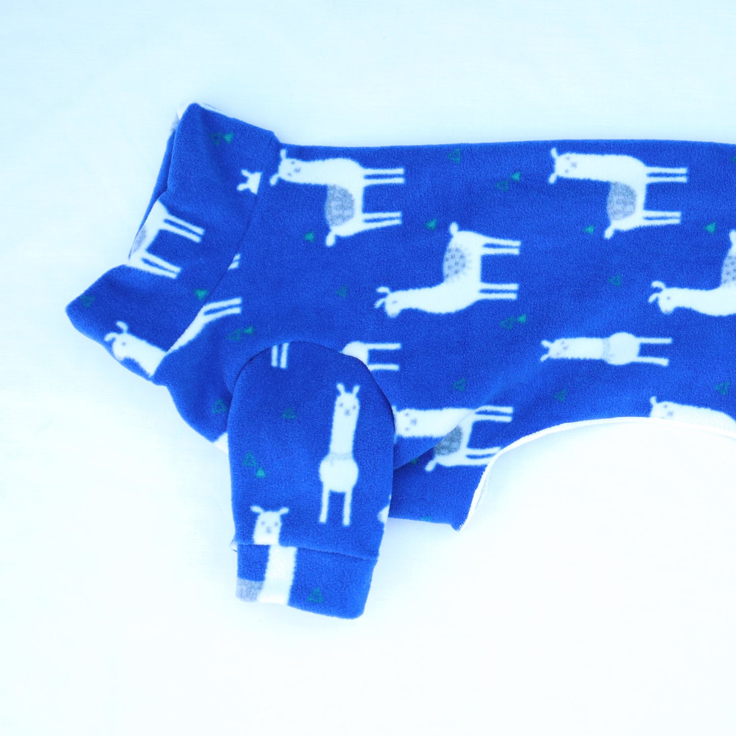 Waterproof Fleece Suit in Cute Blue Llama Design Also Available as a Jumper or Coat