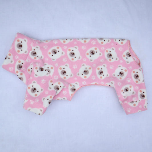 Waterproof Fleece Suit in Cute Pink Polar Bear Design Also Available as a Jumper or Coat