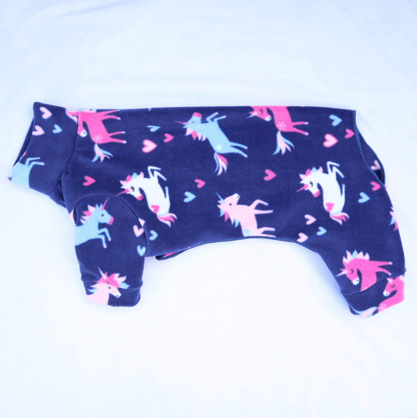Waterproof Fleece Suit in Cute Blue Pink Unicorn & Rainbow Design Also Available as a Jumper or Coat