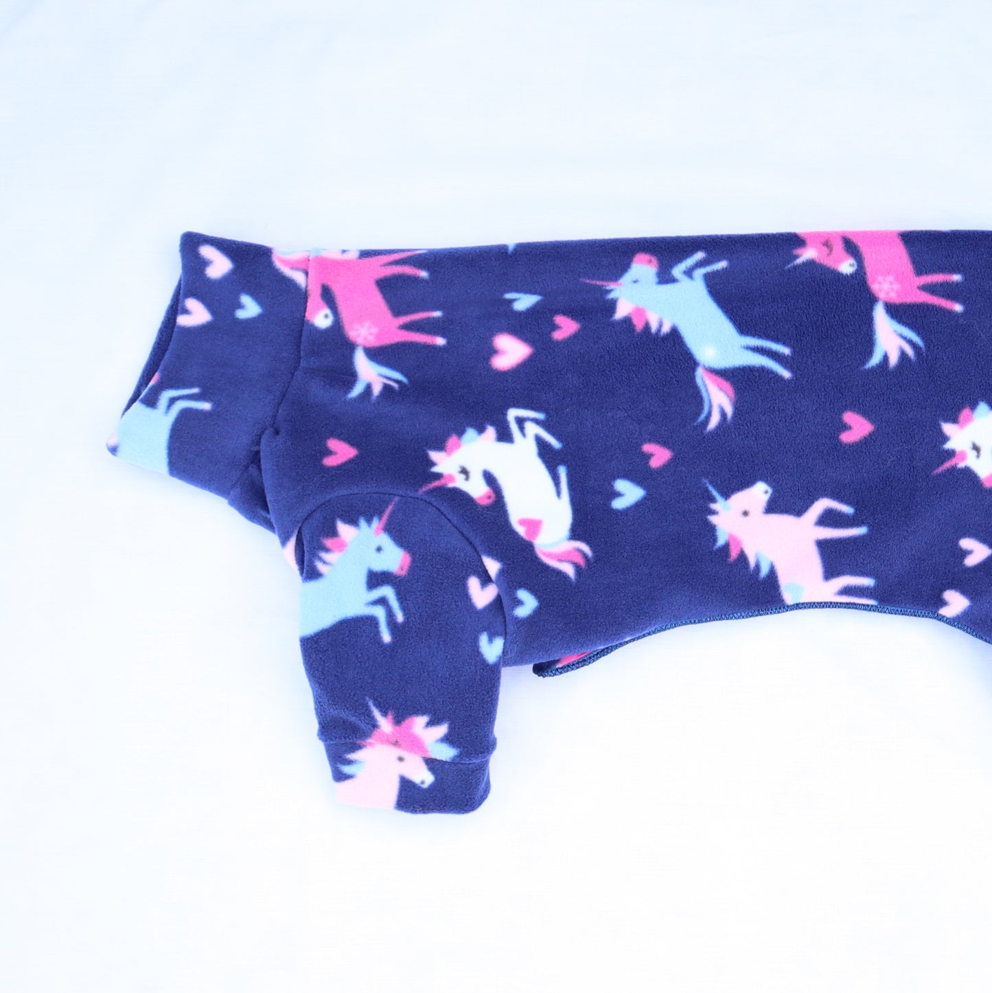 Waterproof Fleece Suit in Cute Blue Pink Unicorn & Rainbow Design Also Available as a Jumper or Coat