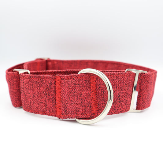 Martingale Dog Collar in Red Tweed Style Soft Fabric CHOICE of Colours Up to 38mm Width