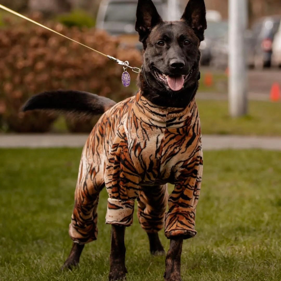 Waterproof Fleece Suit in Tiger Print Design Also Available as a Jumper Tankie or Coat